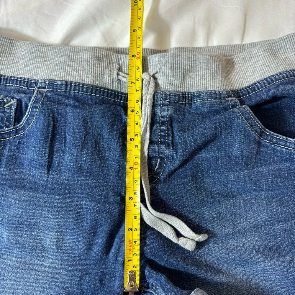 Justice Shorts Drawstring Fabric Waistband Denim Pull On Bottoms Blue Size 14R